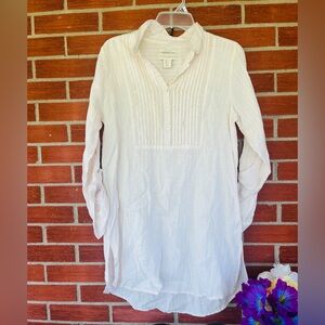 Cynthia Rowley Linen Roll Tab Sleeve Mini Dress Pintuck Detail Small